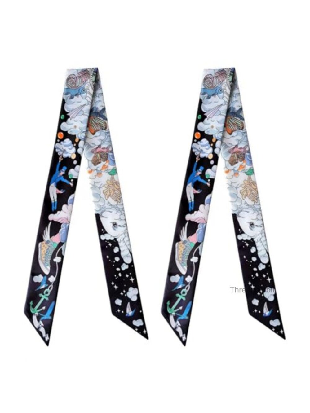 100% Mulberry Silk Scarf 2Pcs Skinny Ribbon for Neck Hair Bag